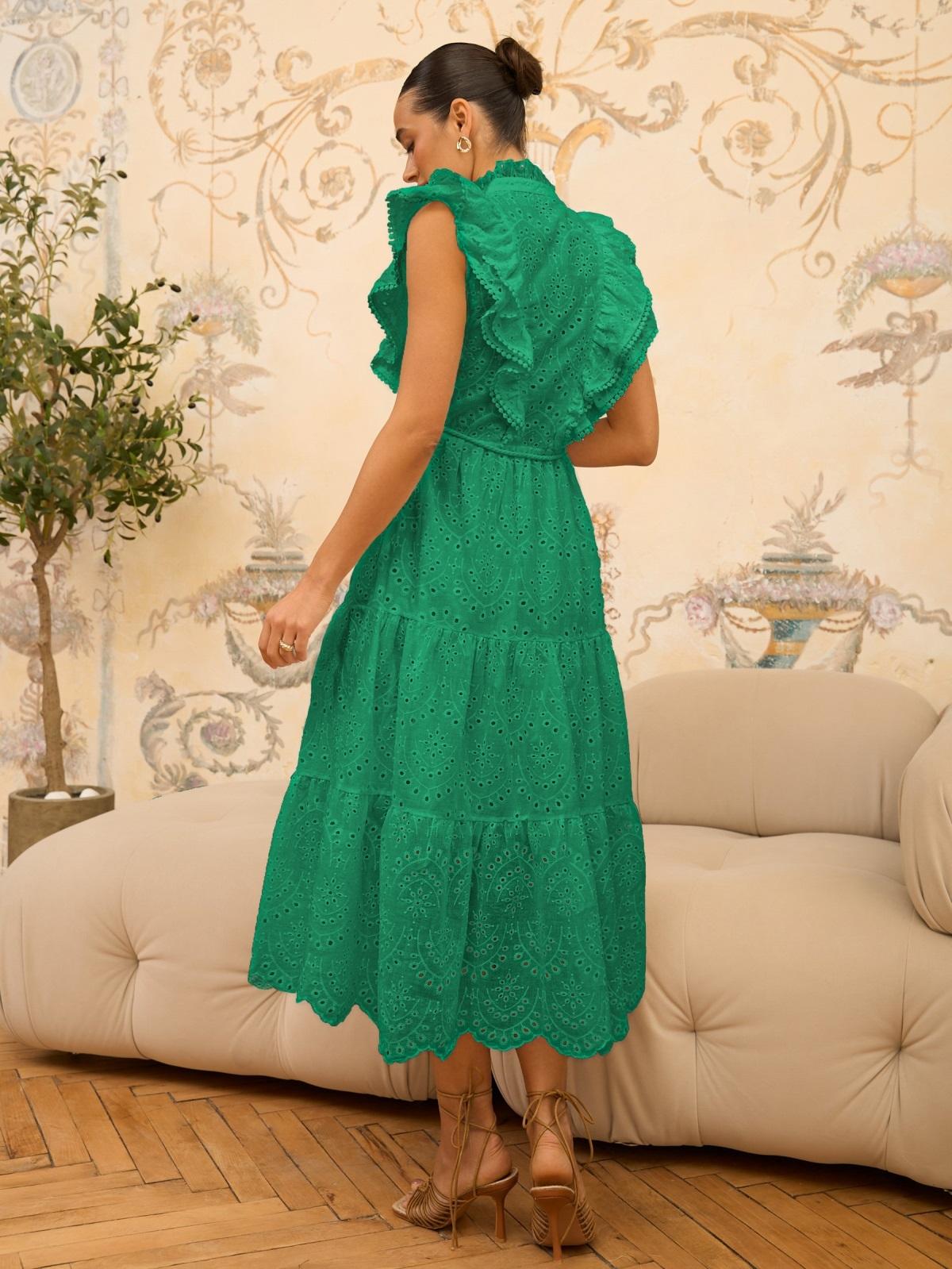 Літнє плаття-кльош зелене з прошви | 90344