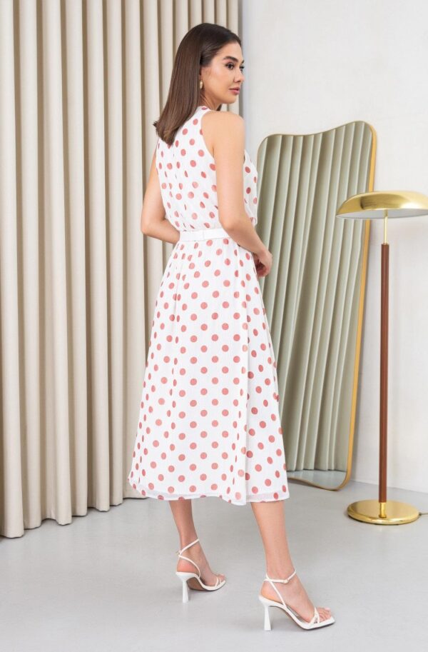 Літнє шифонове біле плаття в горох | 90591