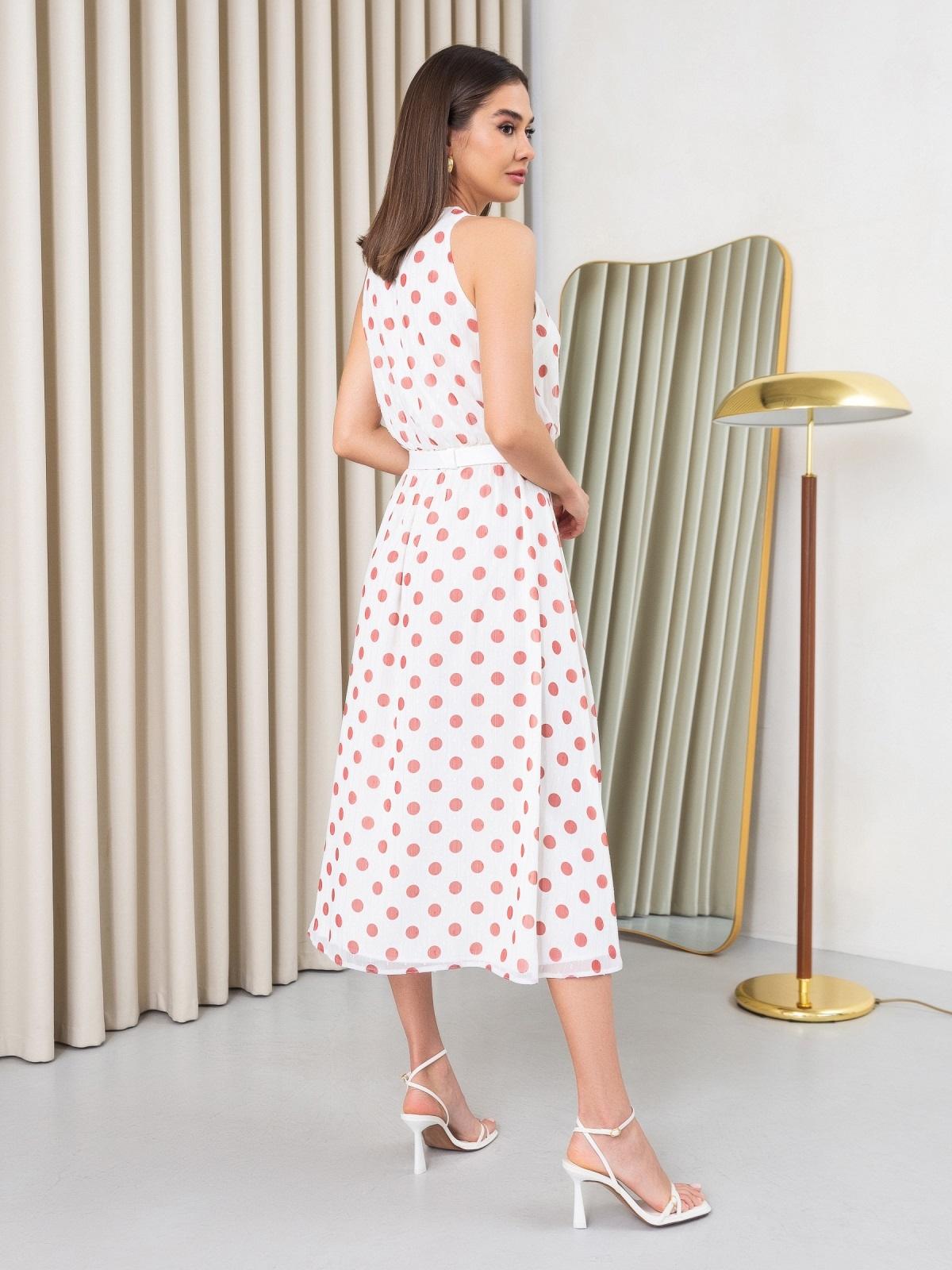 Літнє шифонове біле плаття в горох | 90591