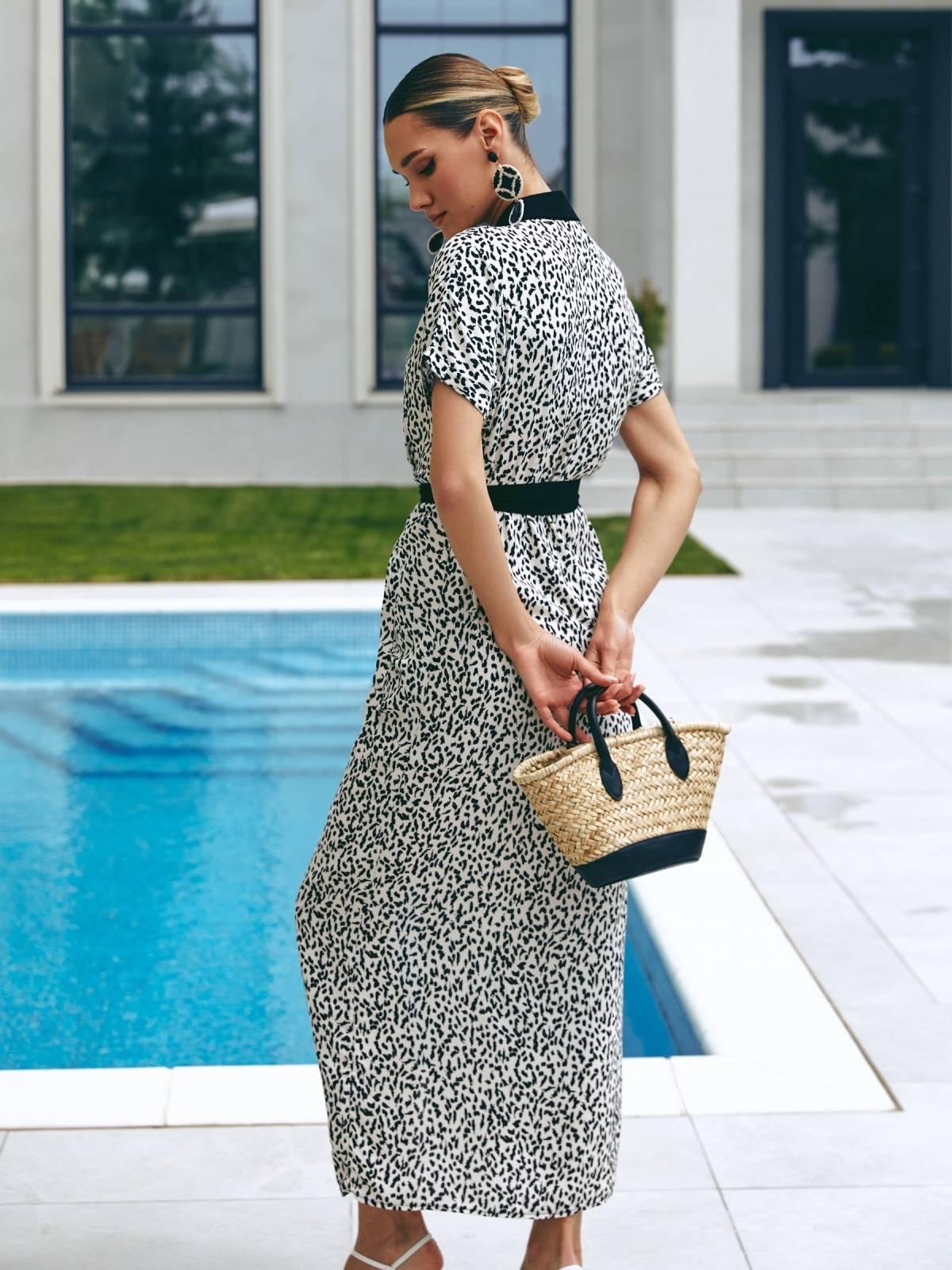 Літня довга сукня-сорочка в плямистий принт | 90793