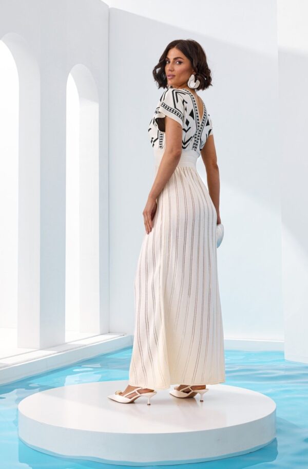 В'язана сукня максі довжини молочна | 90845