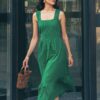 Літня сукня на широких бретелях зелена | 90808