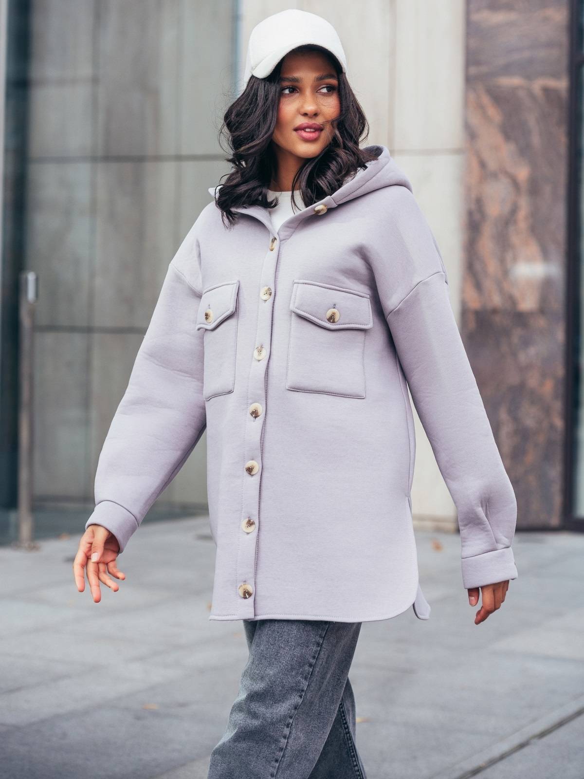 Тепла сорочка з футеру сіра | 90879