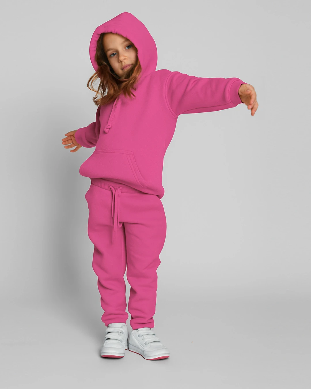 Дитячий теплий костюм з худі малиновий | 91092