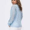 Бавовняна кофта ажурної в'язки блакитна | 91016