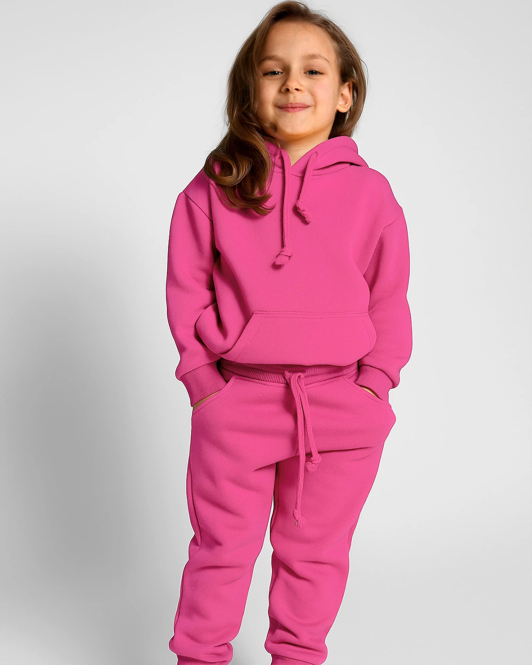 Дитячий теплий костюм з худі малиновий | 91092