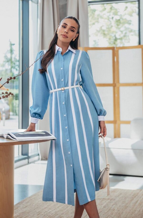 Сукня з вертикальними смужками блакитна | 90950
