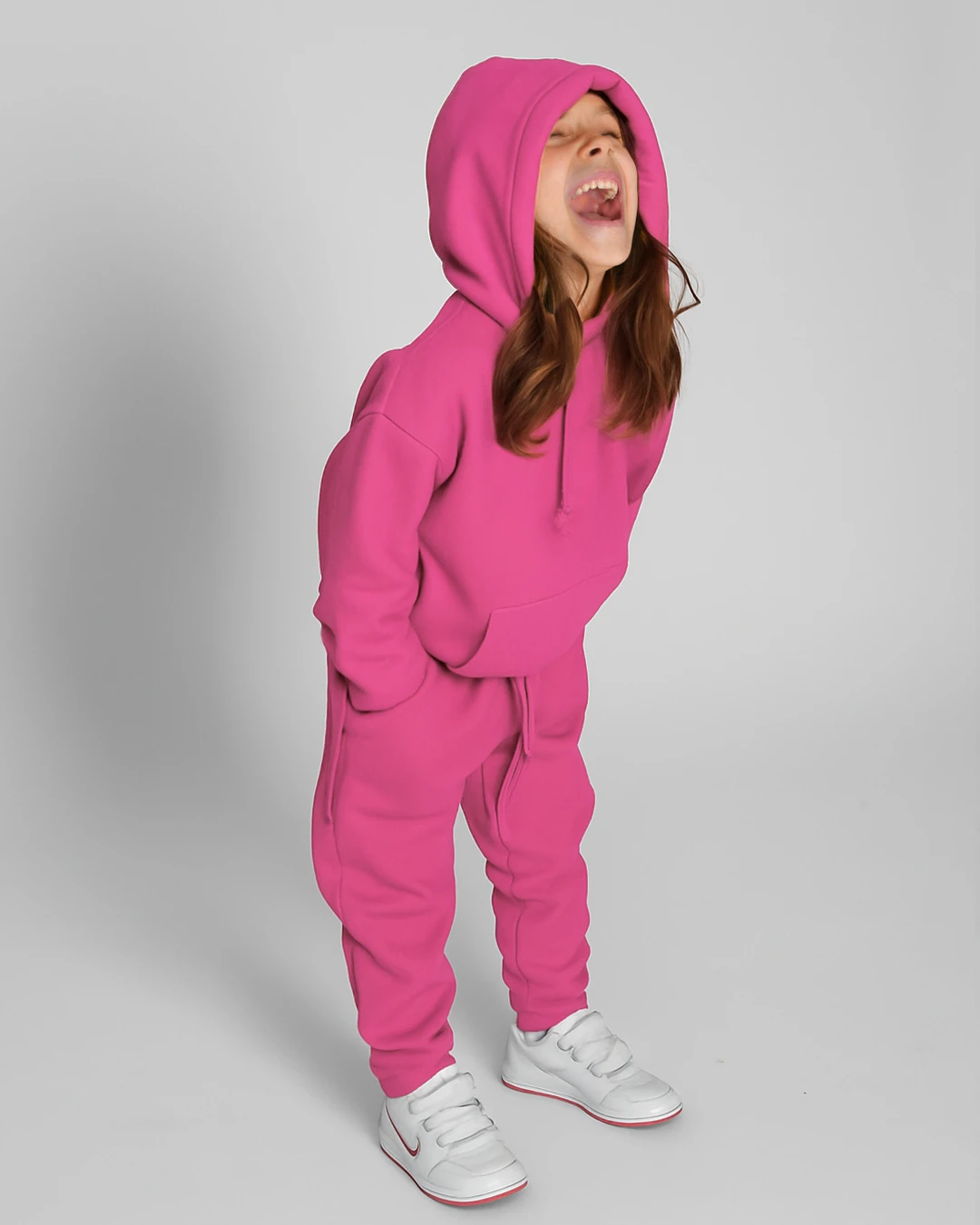 Дитячий теплий костюм з худі малиновий | 91092