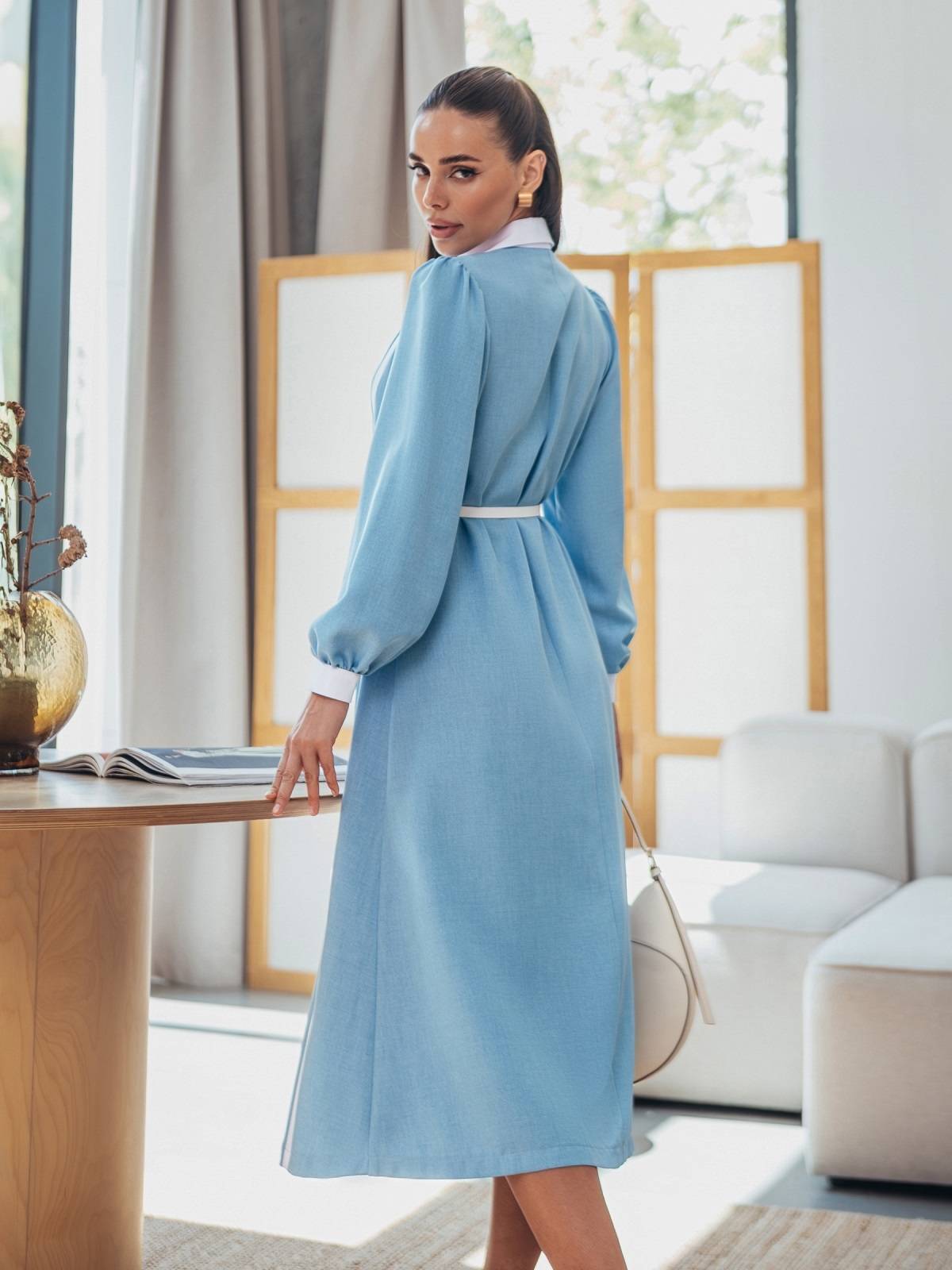 Сукня з вертикальними смужками блакитна | 90950