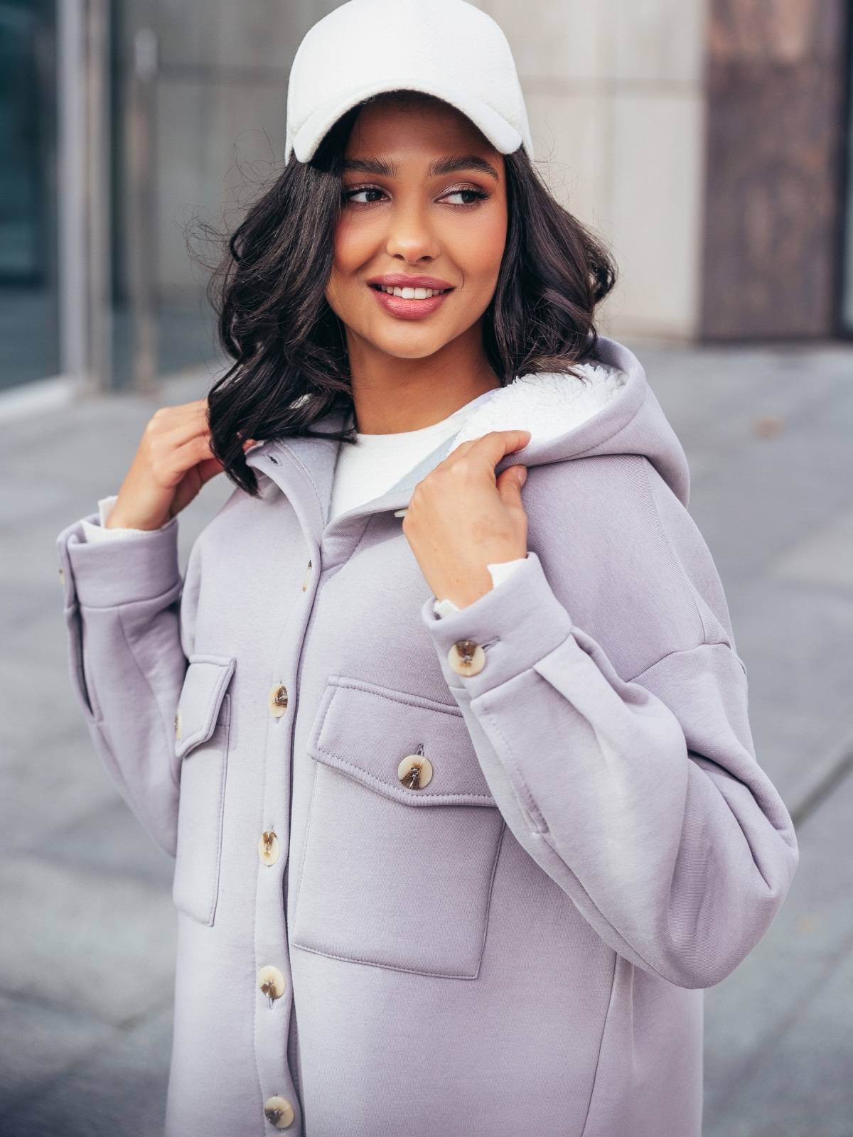 Тепла сорочка з футеру сіра | 90879