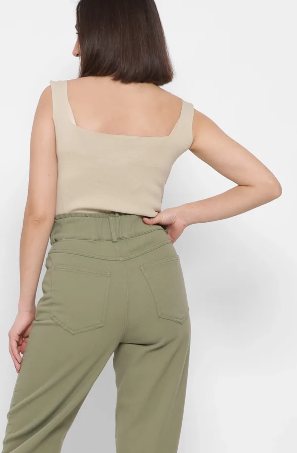 Жіночі стильні mom джинси оливкові | 91117