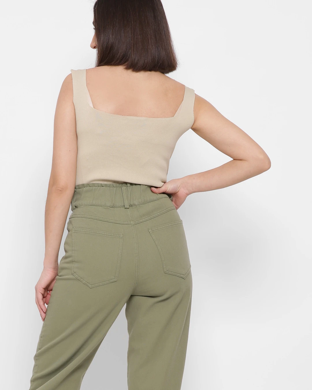 Жіночі стильні mom джинси оливкові | 91117