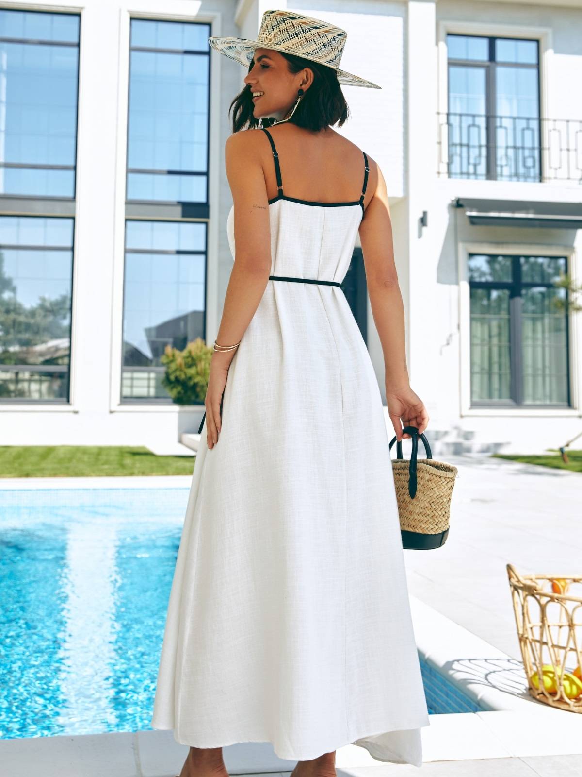 Літній довгий сарафан білий з бавовни | 90784 Літній довгий сарафан білий з бавовни | 90784