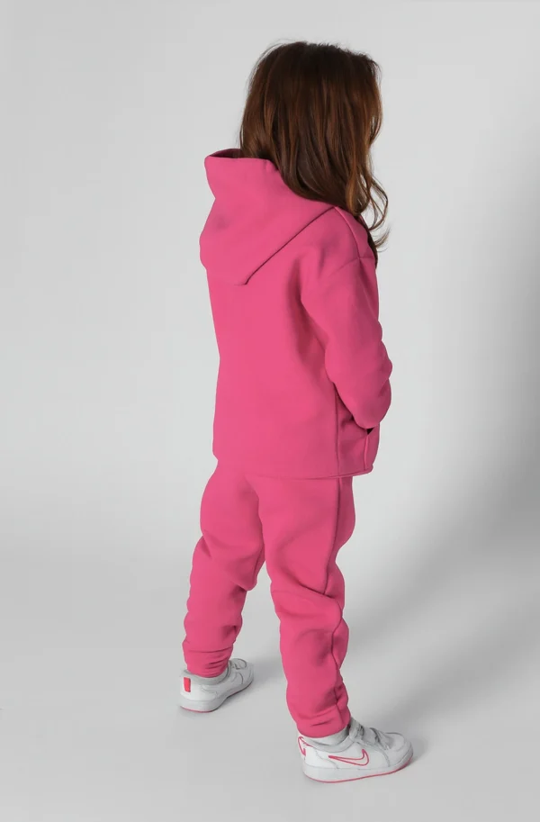 Дитячий теплий костюм з худі малиновий | 91092