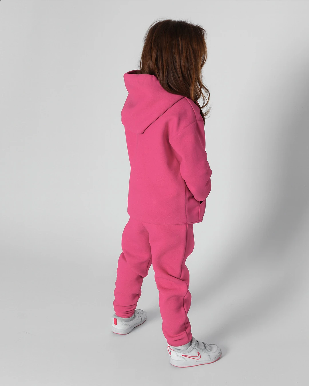 Дитячий теплий костюм з худі малиновий | 91092