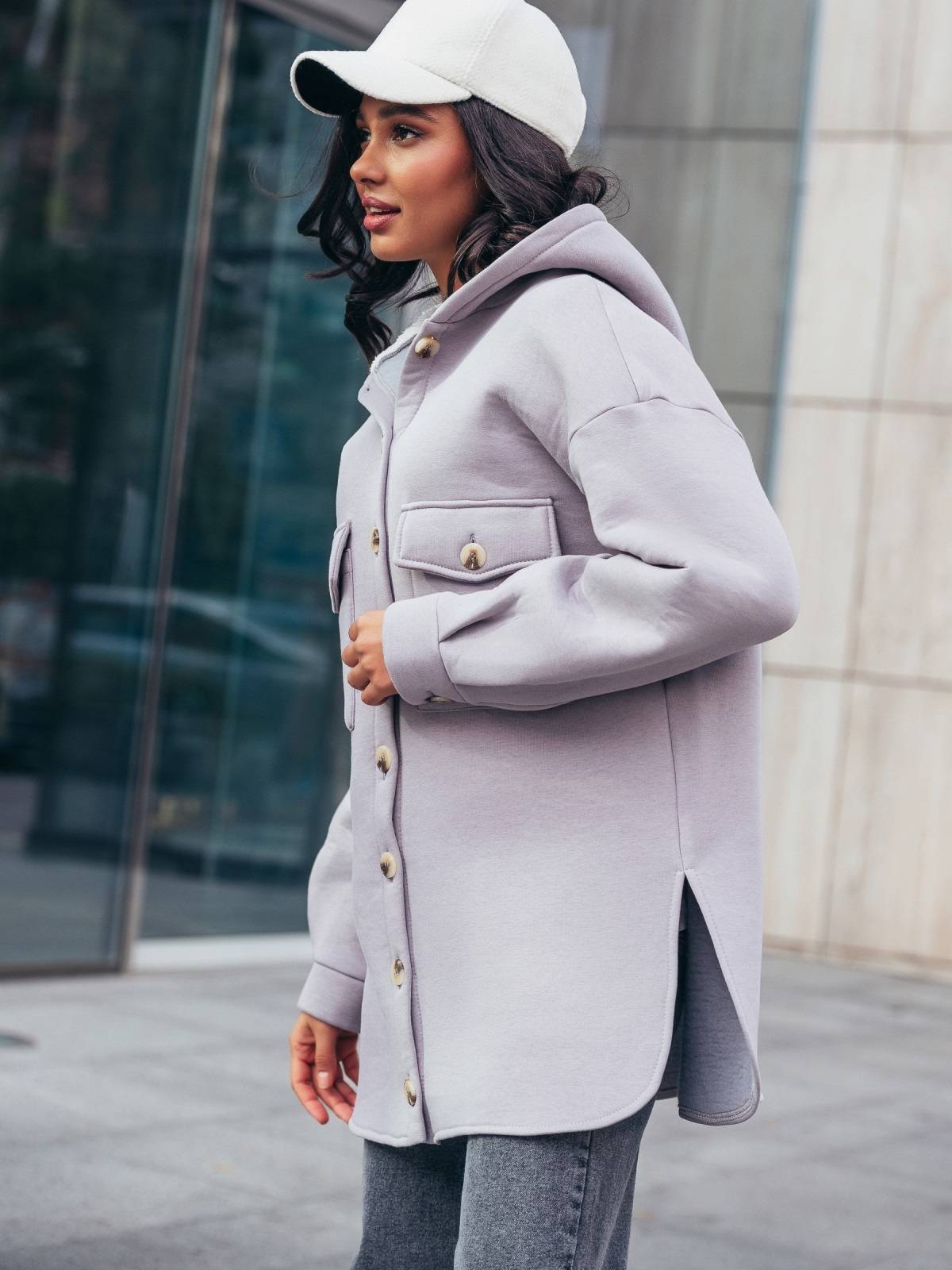 Тепла сорочка з футеру сіра | 90879