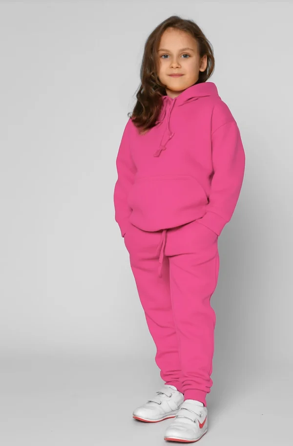 Дитячий теплий костюм з худі малиновий | 91092