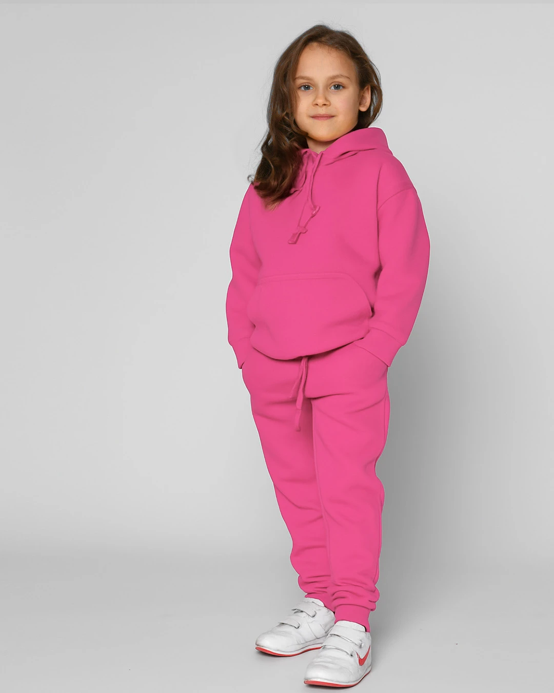 Дитячий теплий костюм з худі малиновий | 91092