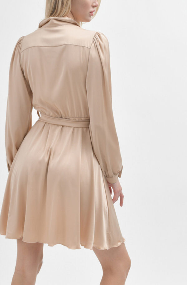 Шовкова розкльошена мінісукня бежева | 90932