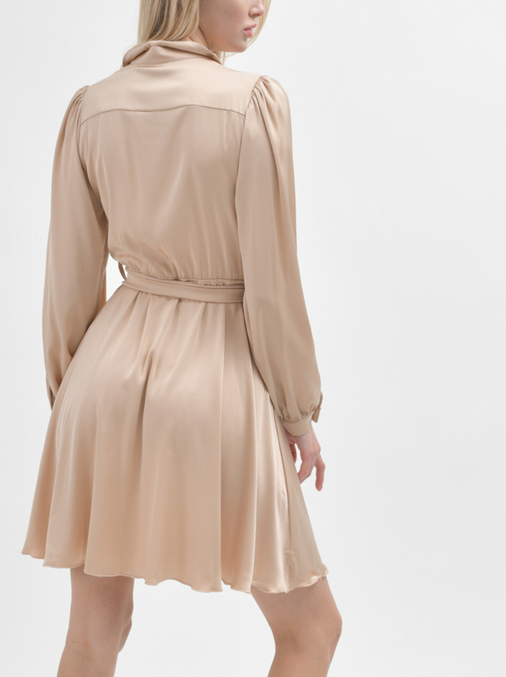 Шовкова розкльошена мінісукня бежева | 90932