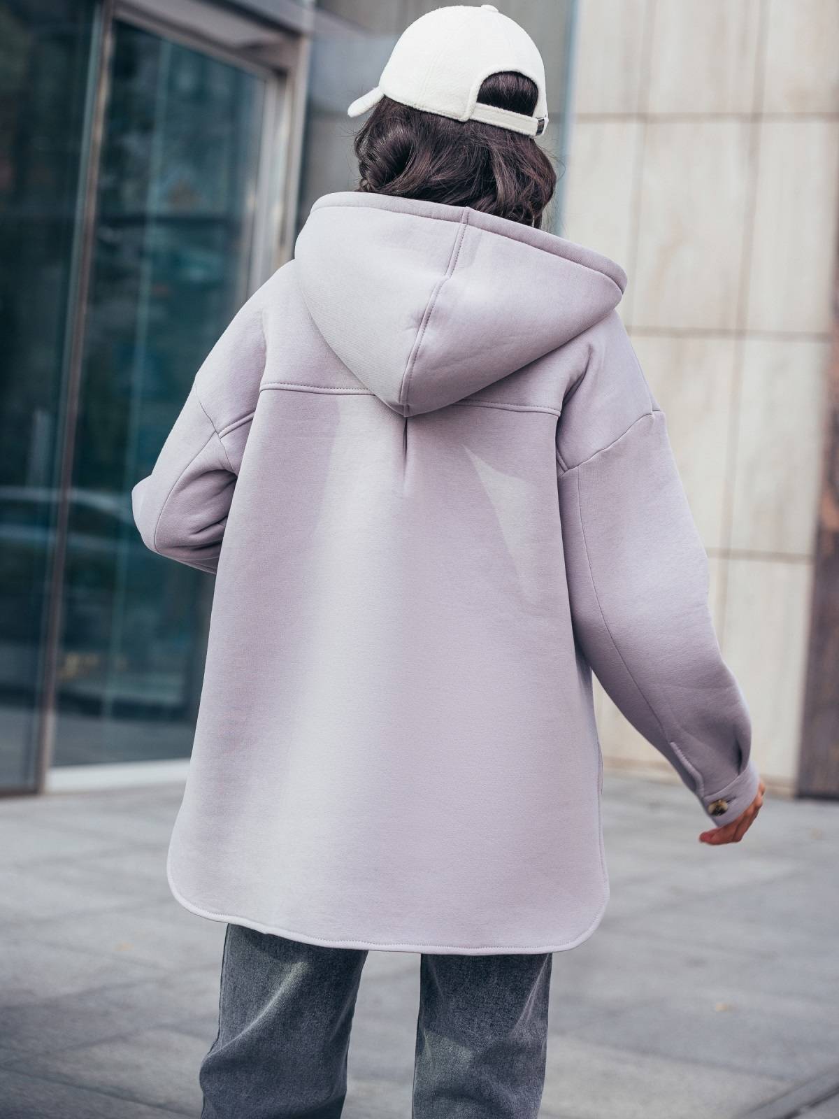 Тепла сорочка з футеру сіра | 90879