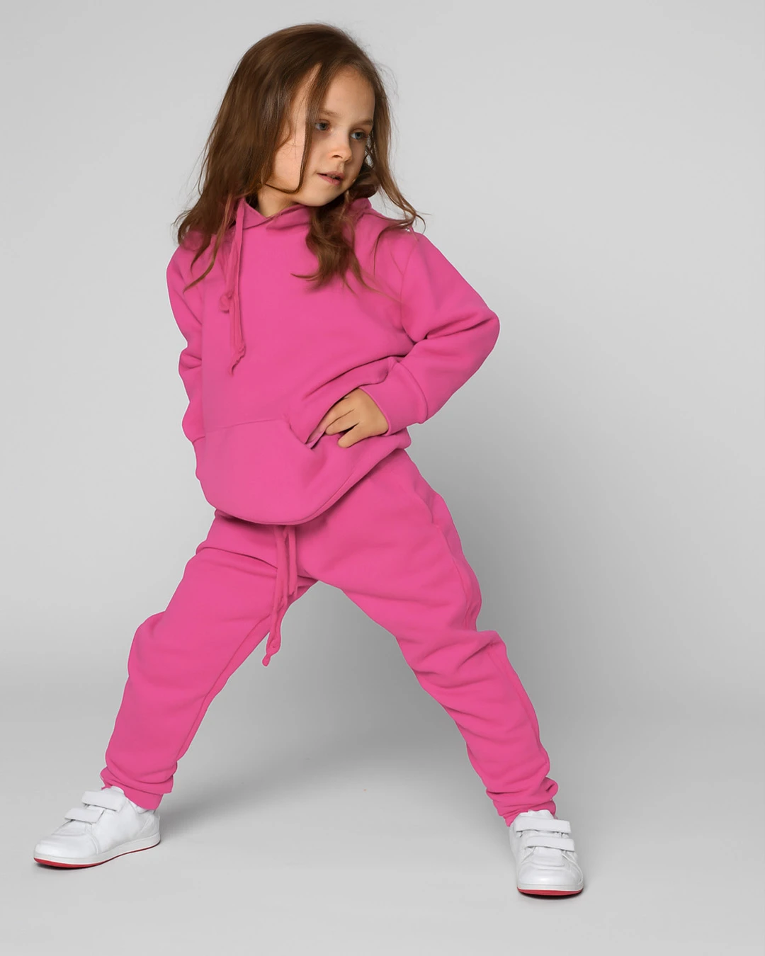 Дитячий теплий костюм з худі малиновий | 91092