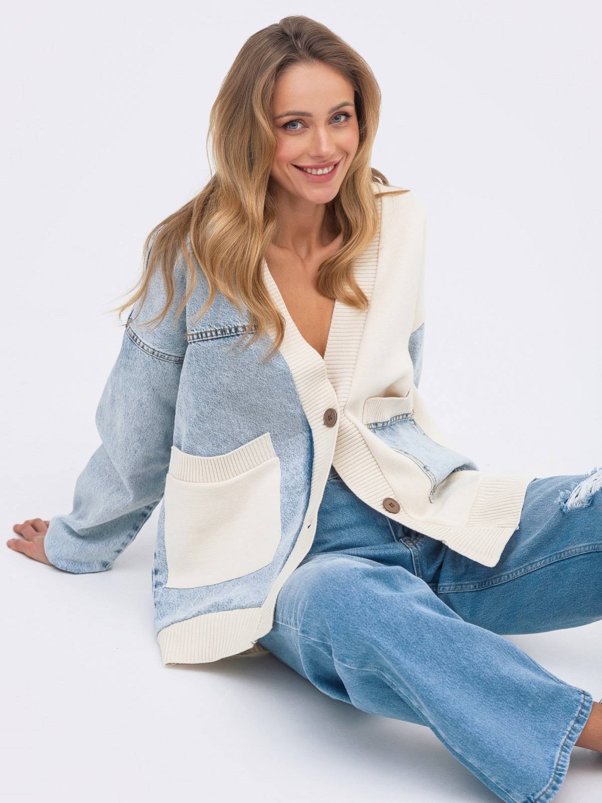 Жіночий джинсовий кардиган блакитний | 91398 Жіночий джинсовий кардиган блакитний | 91398