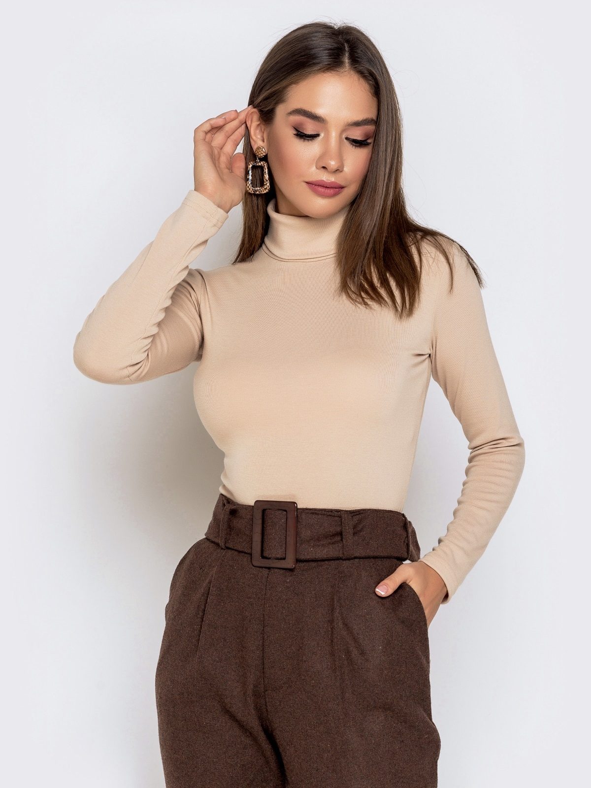 Гольф світло-бежевий з м'якого трикотажу | 91336 Гольф світло-бежевий з м'якого трикотажу | 91336