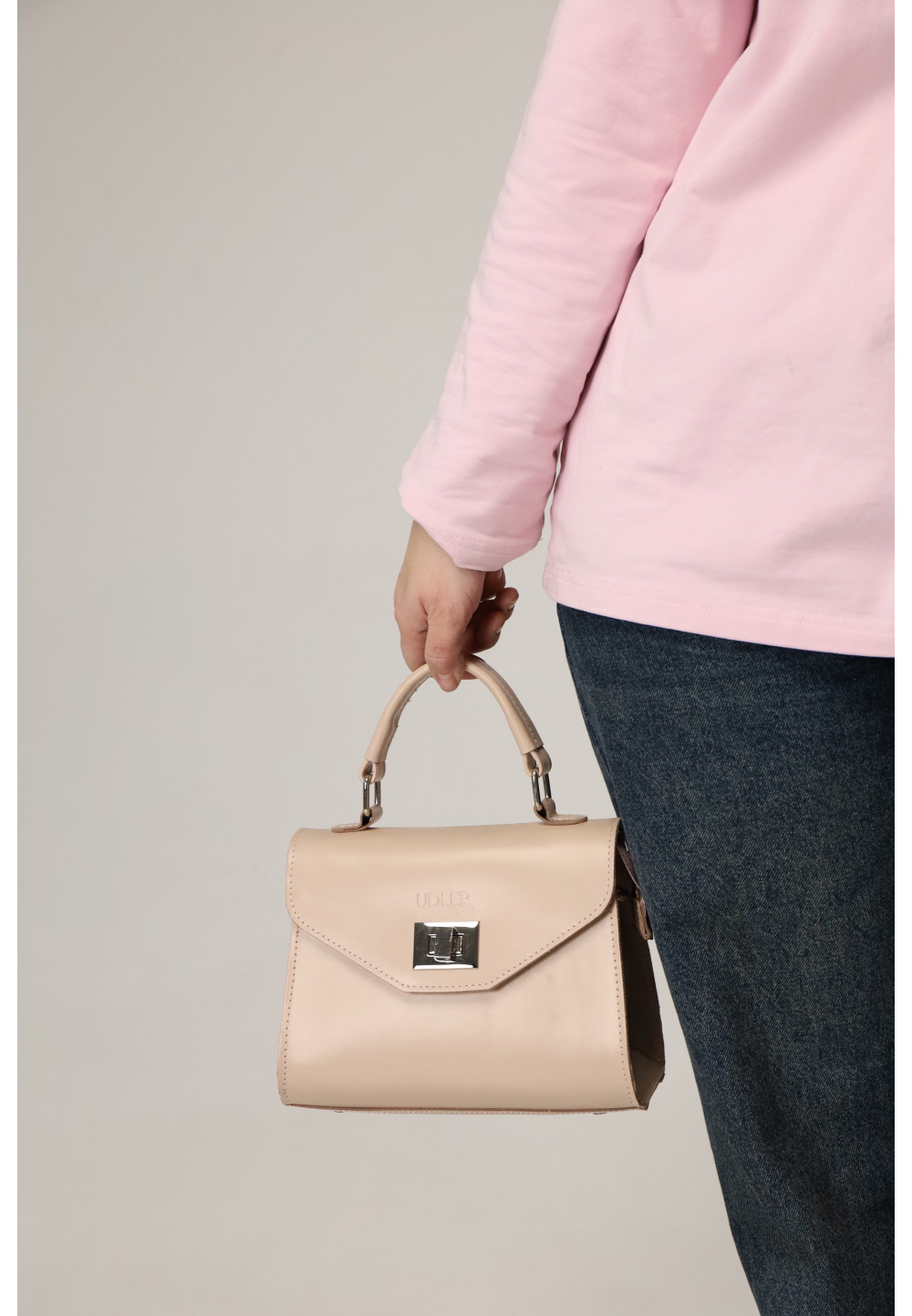 Шкіряна сумка бежевого кольору | 91616