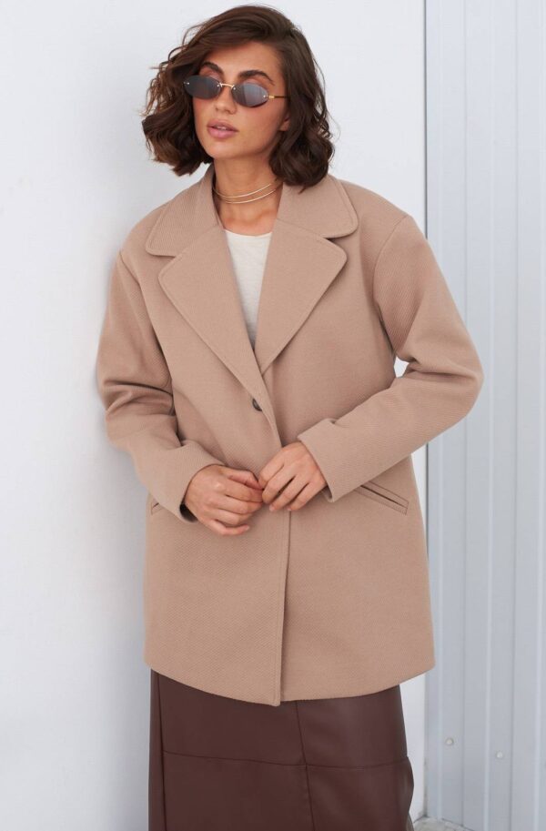 Демісезонне вовняне пальто-піджак бежеве | 91958