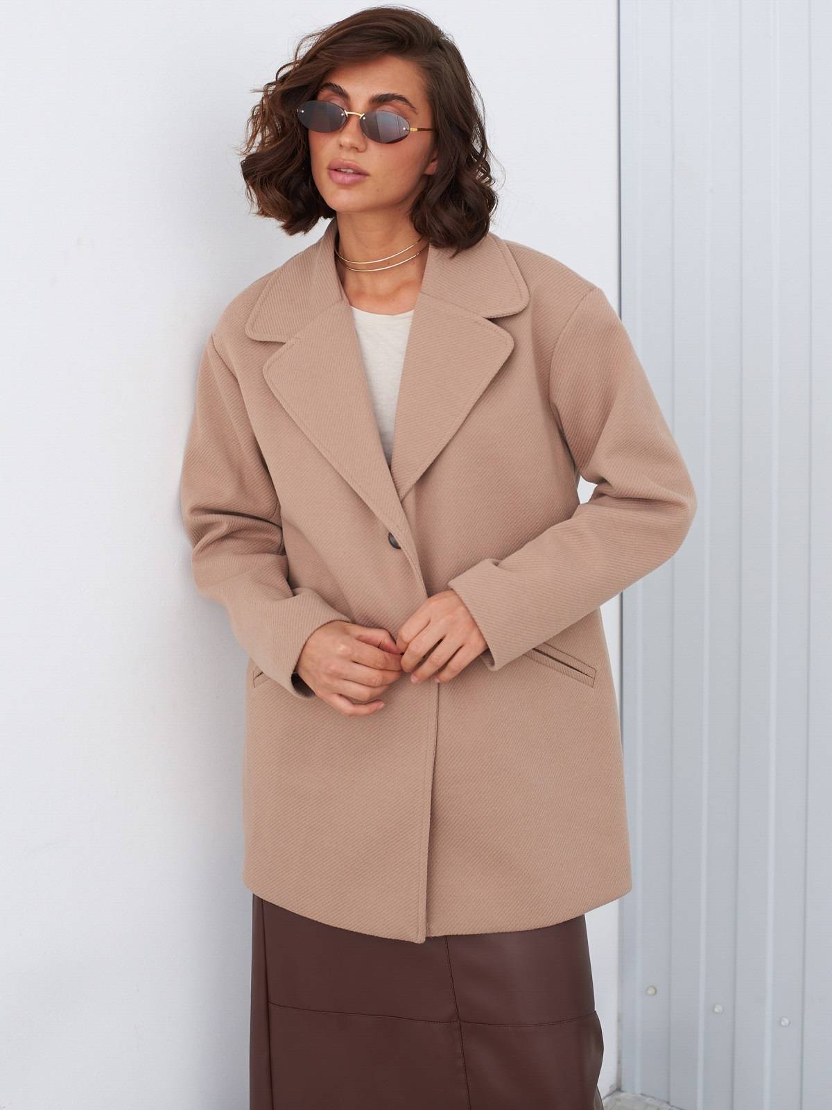 Демісезонне вовняне пальто-піджак бежеве | 91958 Демісезонне вовняне пальто-піджак бежеве | 91958