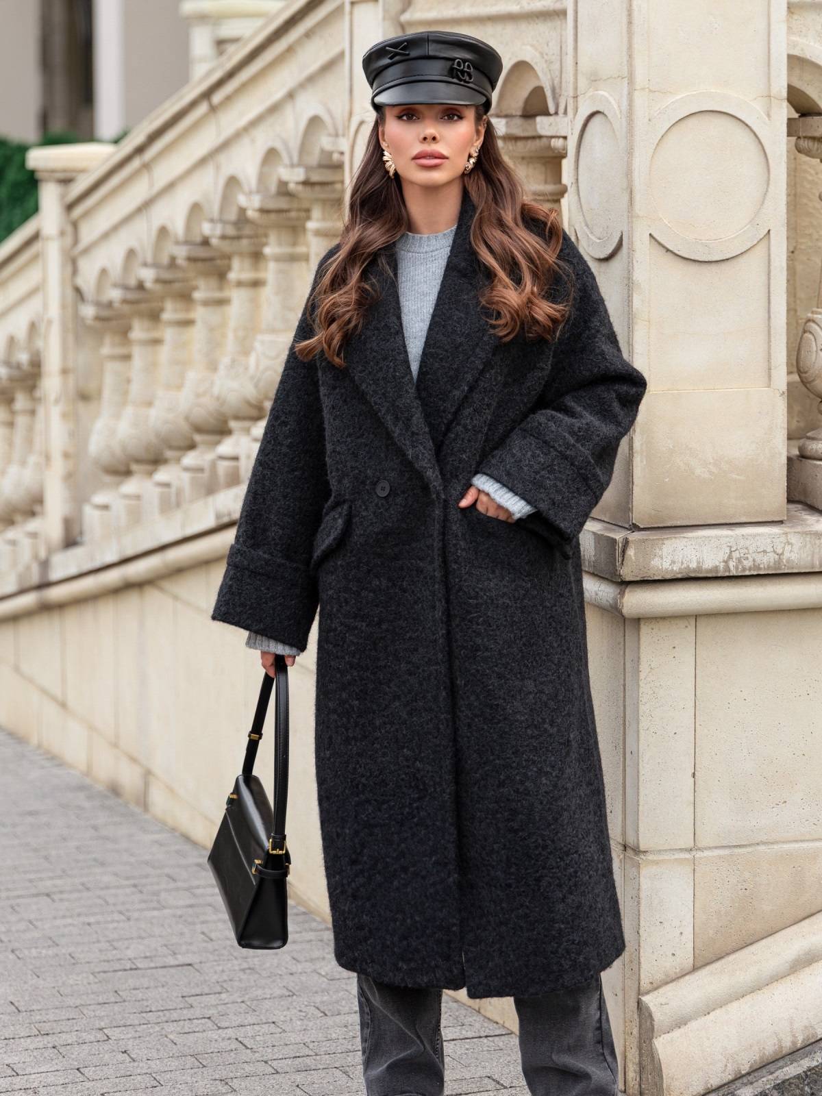 Пальто з широкими лацканами чорне | 91781 Пальто з широкими лацканами чорне | 91781