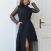 Оригінальна сукня з костюмної тканини чорна | 91459 Оригінальна сукня з костюмної тканини чорна | 91459