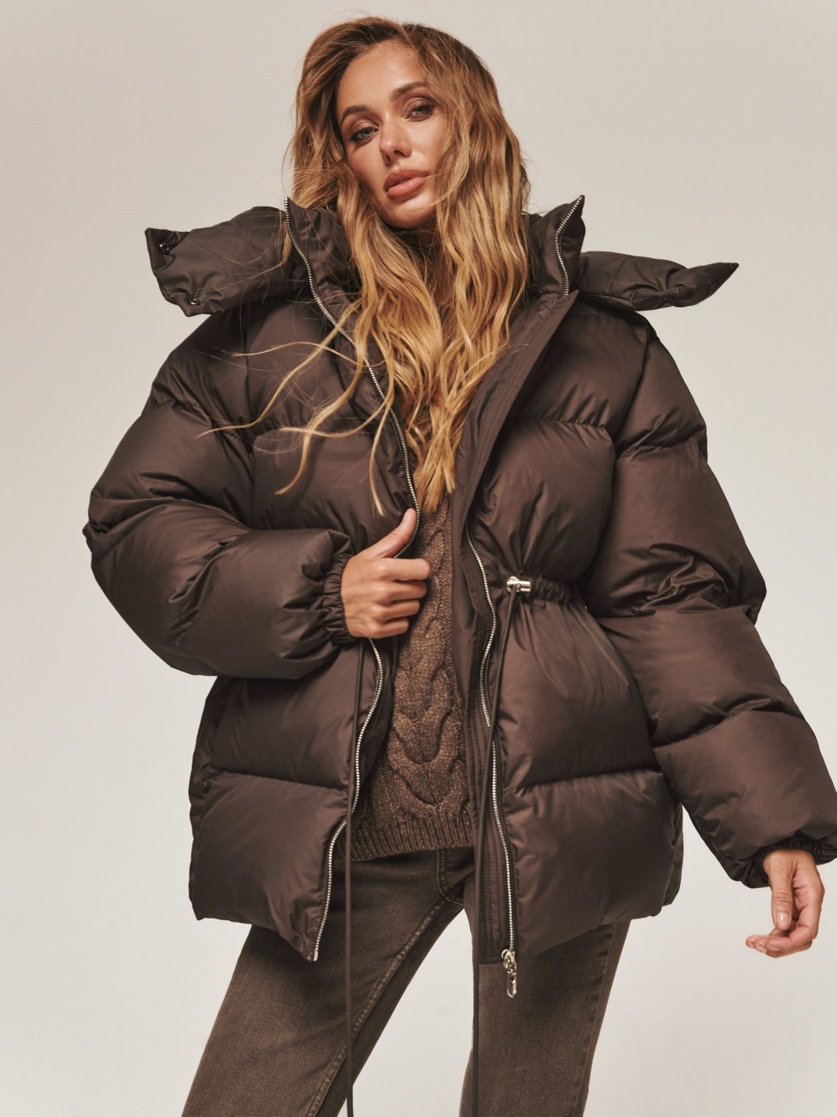 Зимова куртка зі знімним каптуром коричнева | 91872 Зимова куртка зі знімним каптуром коричнева | 91872