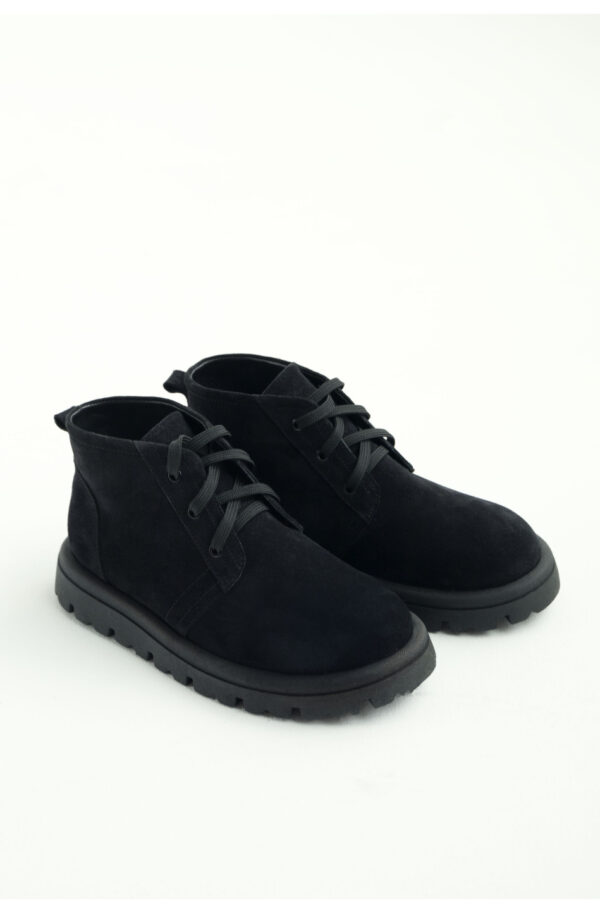 Замшеві черевики чорні з широким носком | 91544