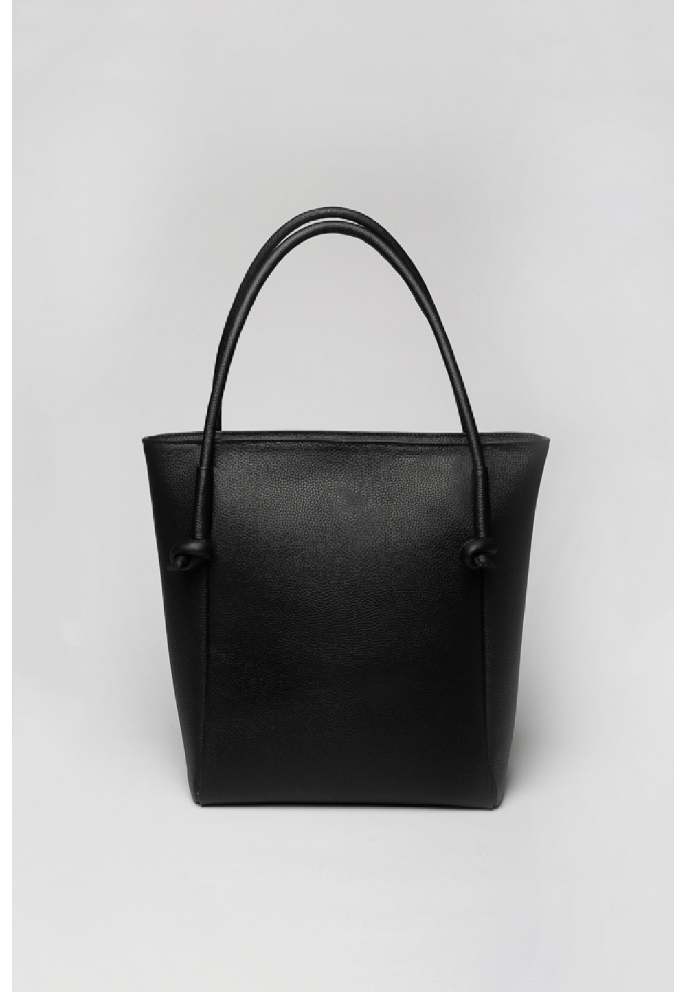 Шкіряний місткий шопер чорний | 91627