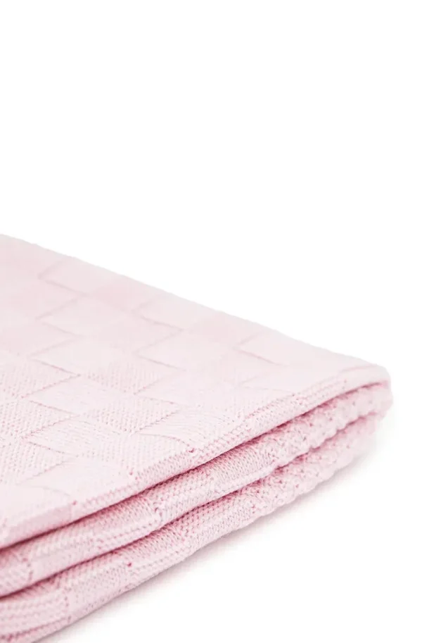 В'язаний плед світло-рожевий 120x120 | 91447