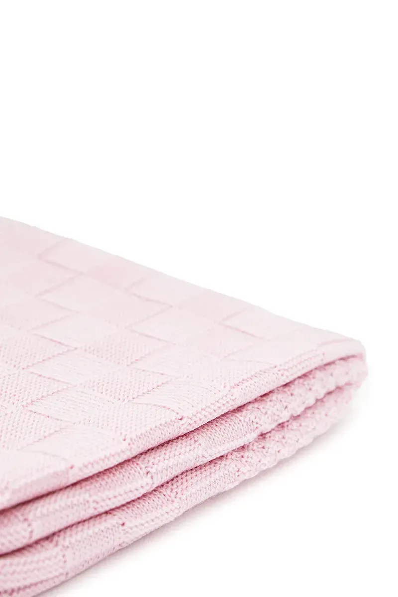 В'язаний плед світло-рожевий 120x120 | 91447 В'язаний плед світло-рожевий 120x120 | 91447