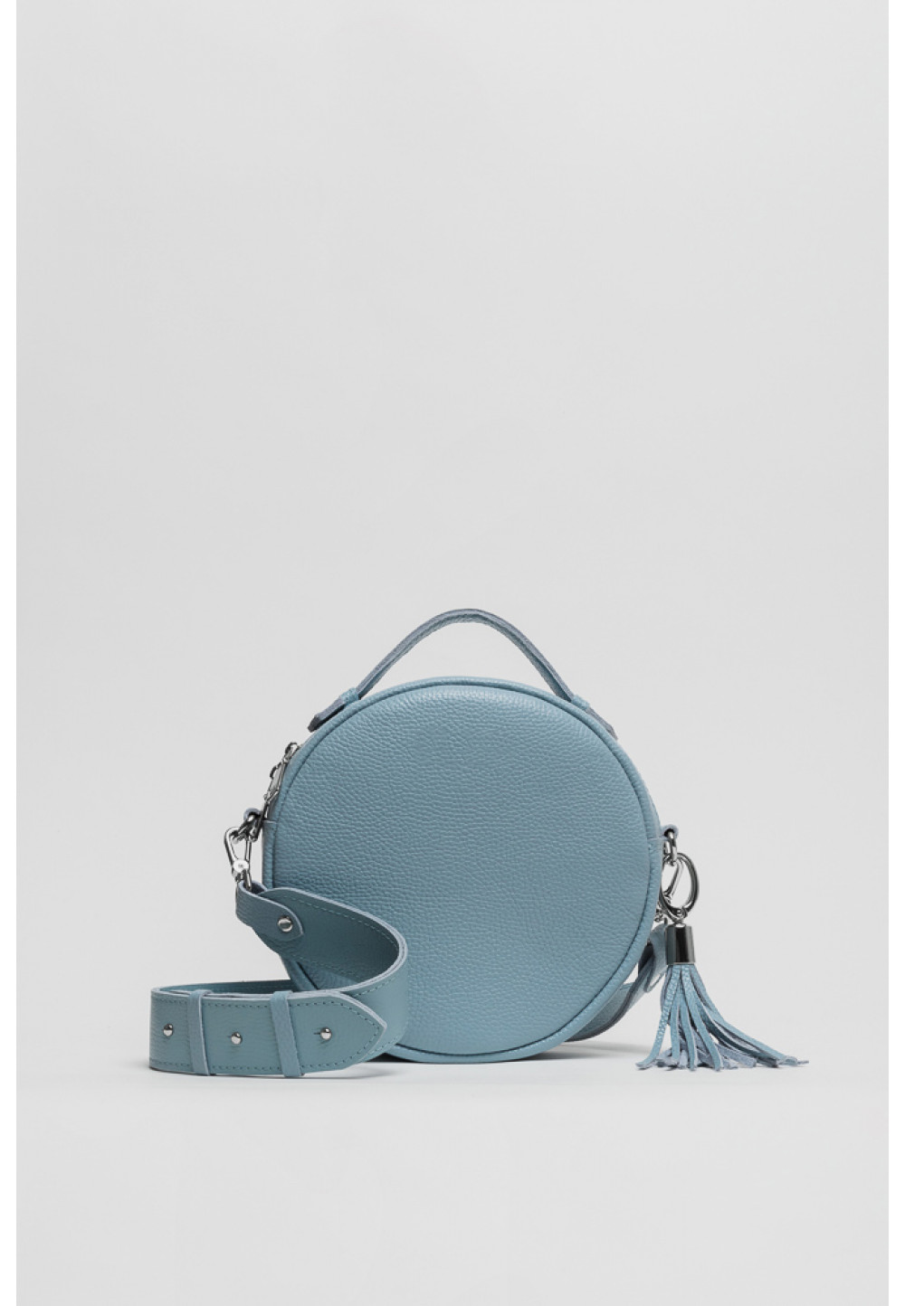 Шкіряна сумка круглої форми блакитна | 91622