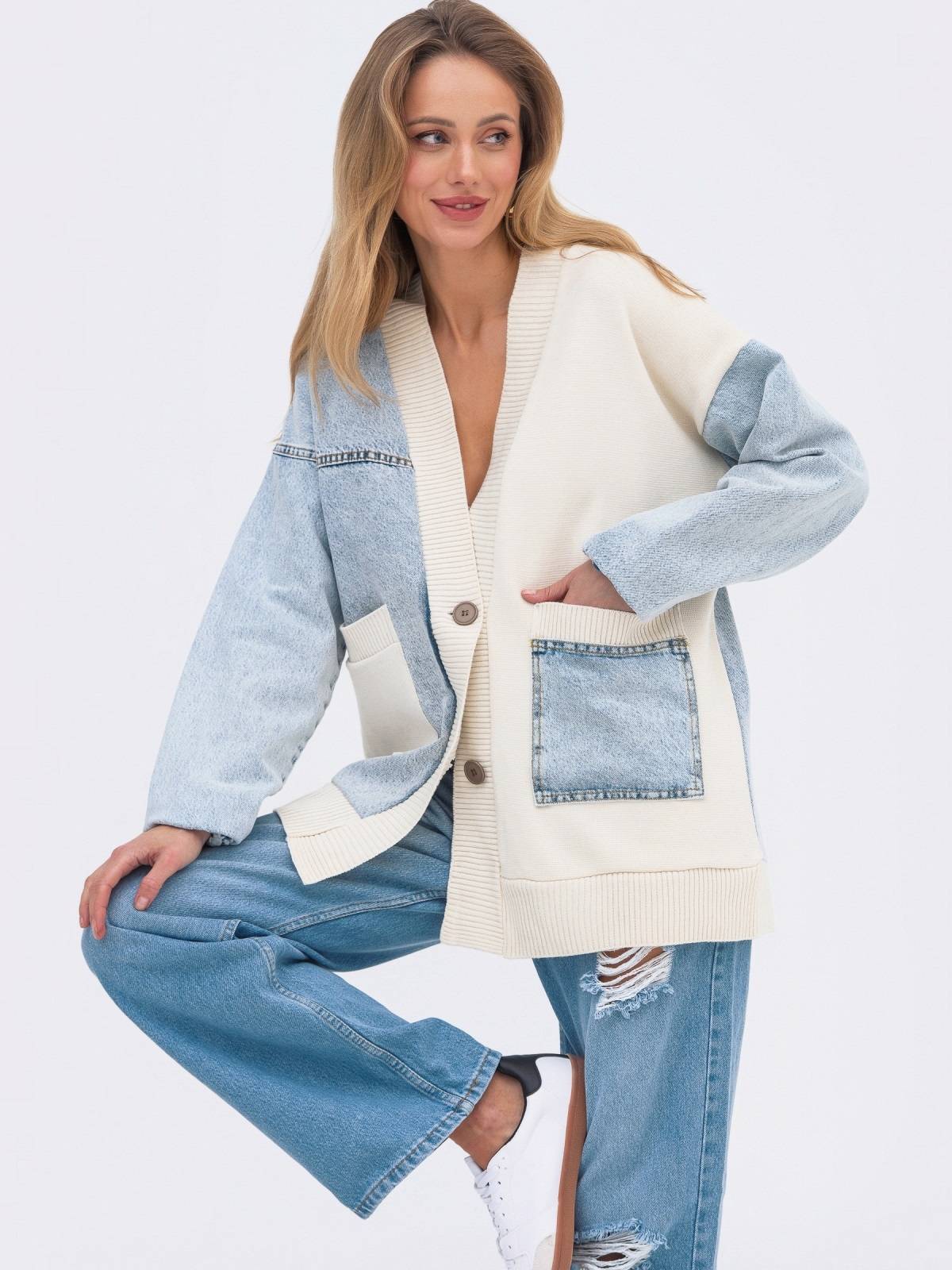 Жіночий джинсовий кардиган блакитний | 91398 Жіночий джинсовий кардиган блакитний | 91398