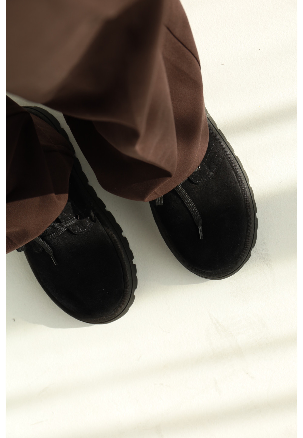 Замшеві черевики чорні з широким носком | 91544