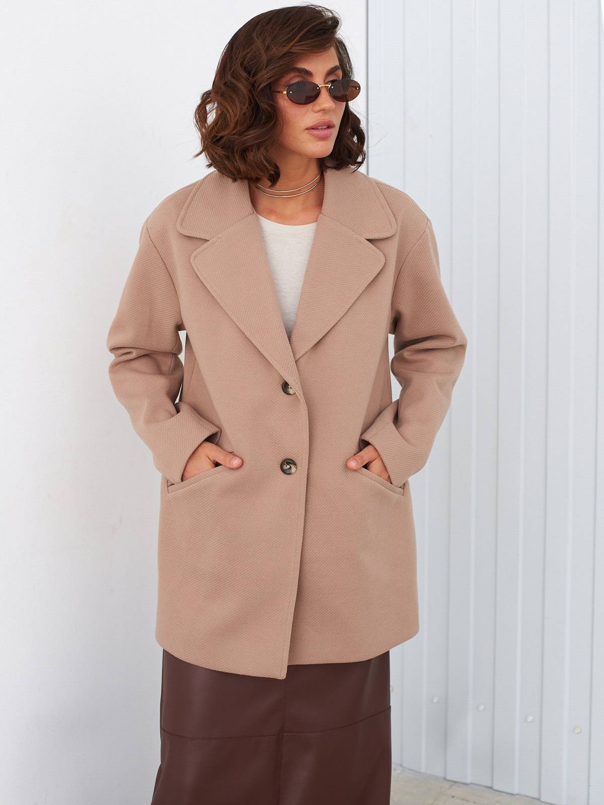 Демісезонне вовняне пальто-піджак бежеве | 91958 Демісезонне вовняне пальто-піджак бежеве | 91958