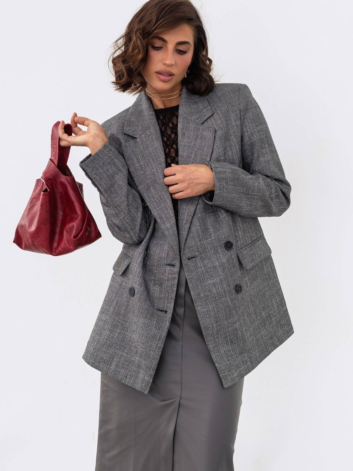 Піджак з ниткою люрексу темно-сірий | 91435 Піджак з ниткою люрексу темно-сірий | 91435