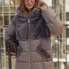 Зимова куртка з вставками з екохутра бежева | 91805 Зимова куртка з вставками з екохутра бежева | 91805