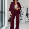 Костюм-двійка з мікровельвету бордовий | 91676