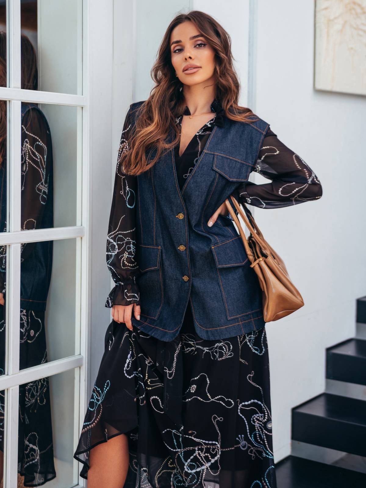 Джинсовий подовжений жилет темно-синій | 91175 Джинсовий подовжений жилет темно-синій | 91175