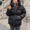 Куртка пуфер зі знімним каптуром чорна | 91886 Куртка пуфер зі знімним каптуром чорна | 91886