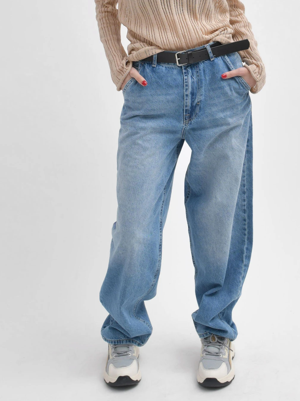 Жіночі широкі джинси baggy блакитні | 91411 Жіночі широкі джинси baggy блакитні | 91411