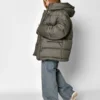 Жіночий короткий пуховик oversize хакі | 91303 Жіночий короткий пуховик oversize хакі | 91303