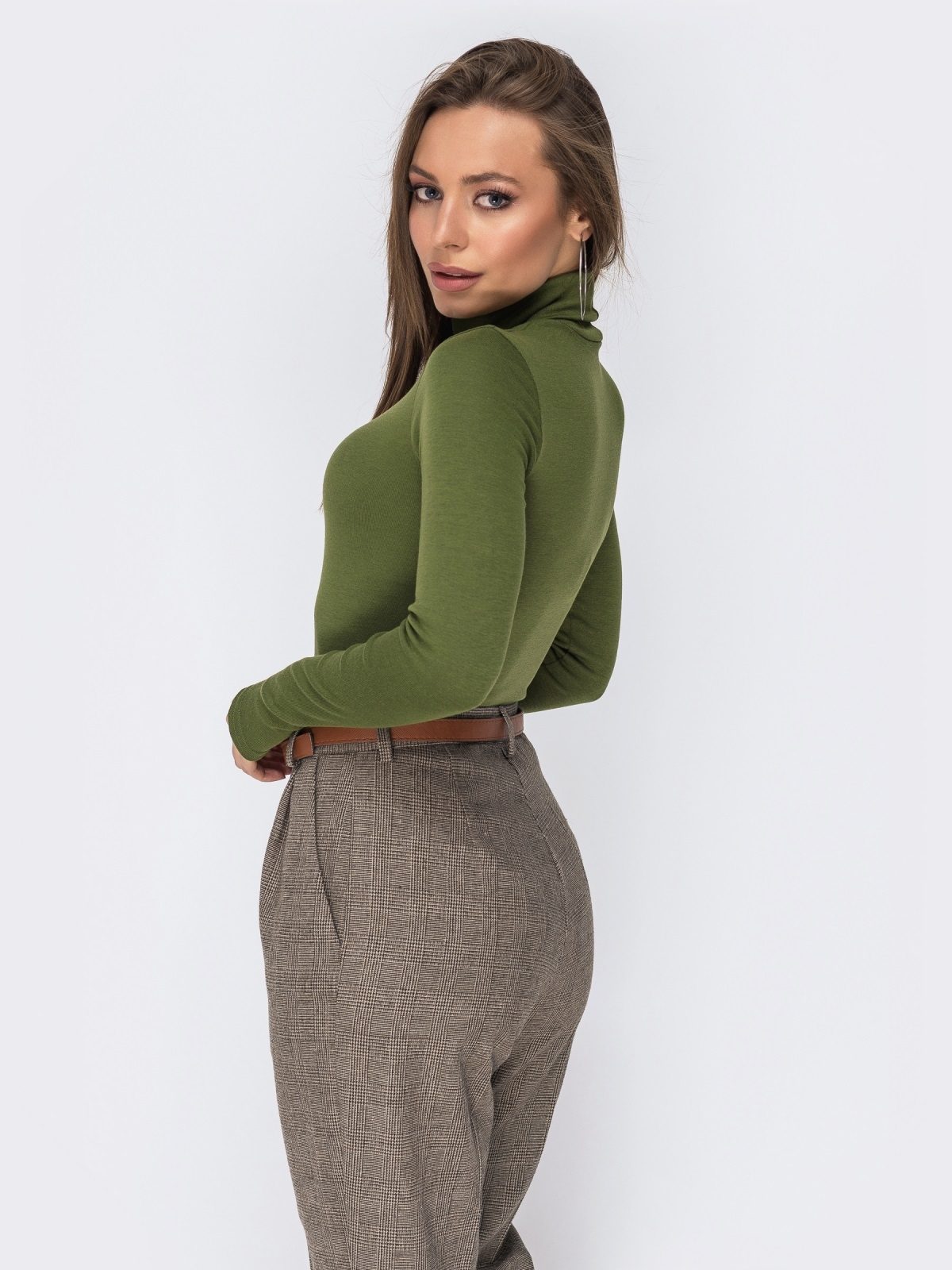 Гольф кольору хакі з м'якого трикотажу | 91343 Гольф кольору хакі з м'якого трикотажу | 91343